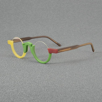 Ramzi Round Acetate Glasses Frame Round Frames Southood Matte Yellow Green
